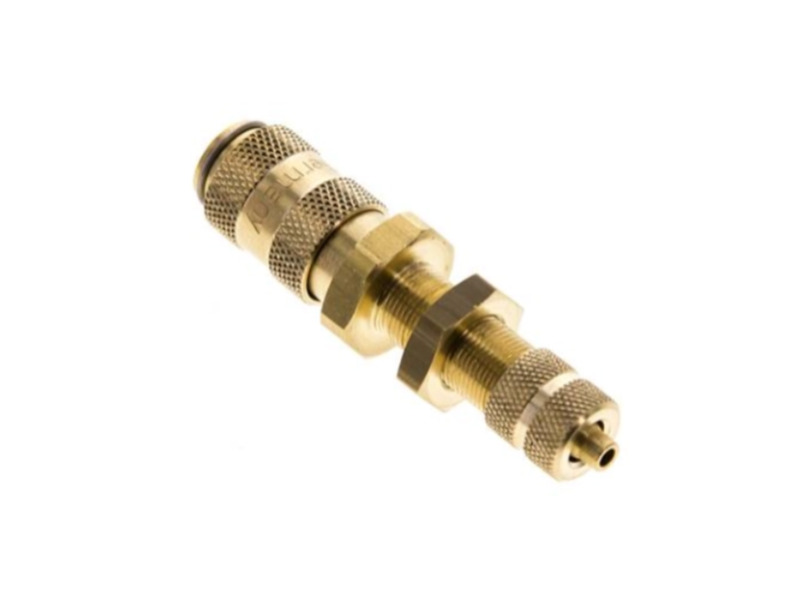 Kupplungsdose 4 mm mit Schottgewinde M 8x0,5 und Überwurfmutter NW 2,7 Messing