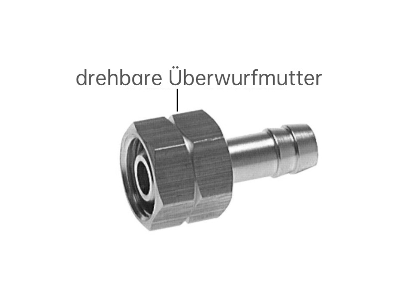 ST mit drehbarer Überwurfmutter Linksgewinde zöllig Edelstahl 1.4571