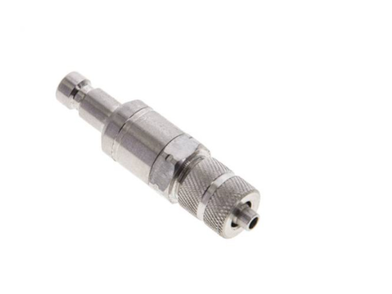 Kupplungsstecker mit Überwurfmutter 6x4mm NW 2,7 Edelstahl 1.4404