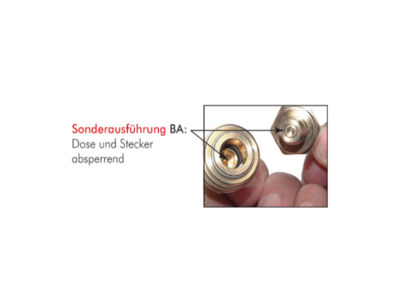 Kupplungsdose für Stecker beidseitig absperrend AG M 5 NW 2,7 Messing vernickelt