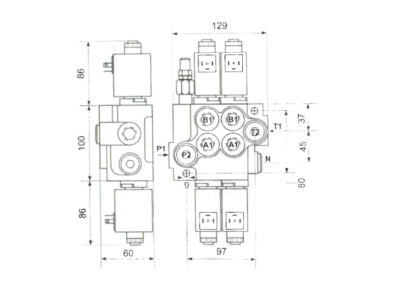 Elektrisches Monoblockventil 50 Liter 12 V DC Kolbentyp: A Sectionen: 1