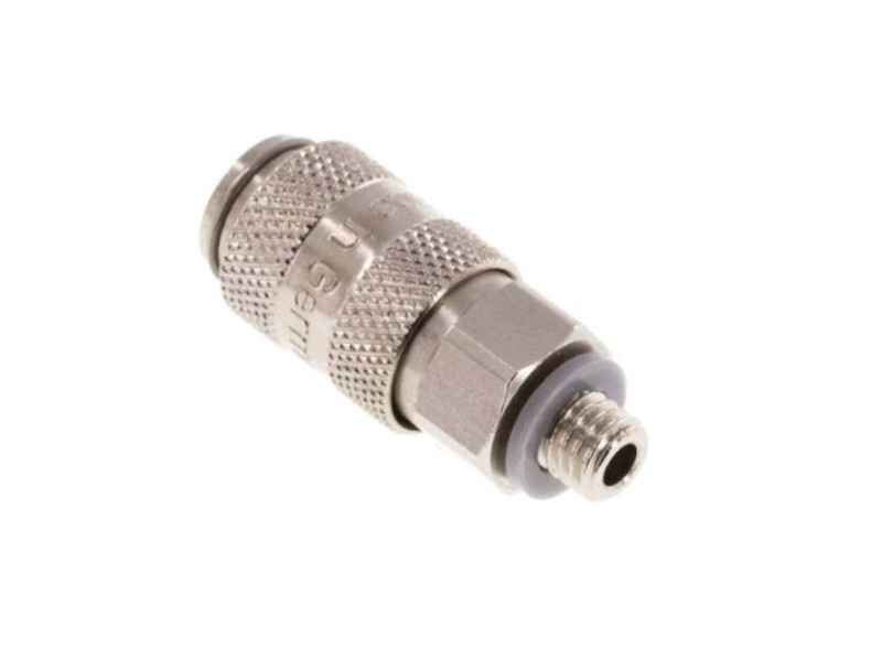 Kupplungsdose für Stecker beidseitig absperrend AG M 5 NW 2,7 Messing vernickelt