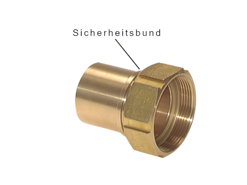 Schlauchtülle mit ÜWM und Sicherungsbund  G 4" - 100mm flach dichtend, Messing