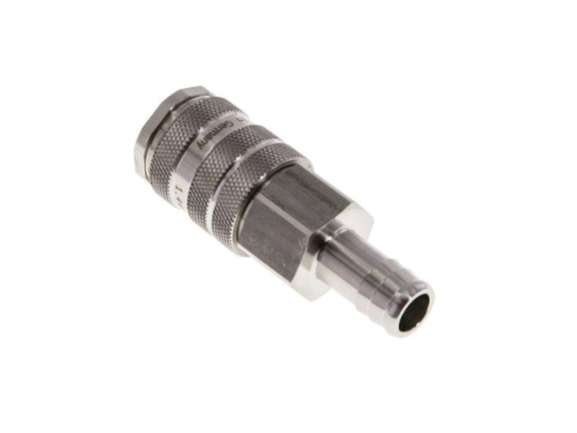 Kupplungsdose für Stecker mit und ohne Absperrung Schlauchtülle 13 mm NW 10 Edelstahl 1,4404