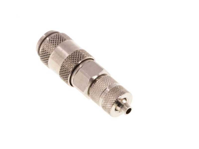 Kupplungsdose mit Überwurfmutter 4,3x3mm NW 2,7 Messing vernickelt