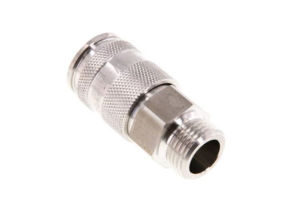 Kupplungsdose für Stecker beidseits absperrend AG G 3/8" NW 10 Edelstahl 1,4404