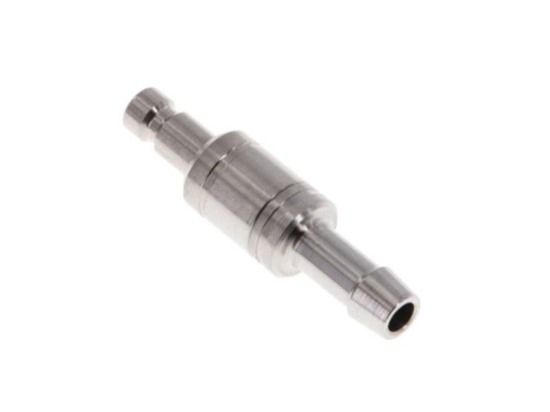 Kupplungsstecker beidseitig absperrend mit Schlauchtülle 5 mm NW 2,7 Edelstahl 1.4404