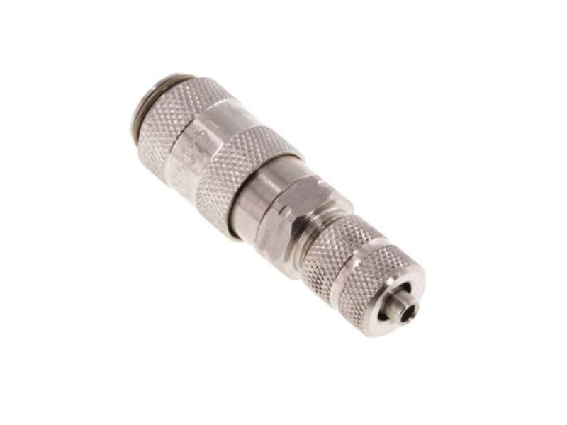 Kupplungsdose für Stecker beidseitig absperrend mit ÜWM 4,3x3mm NW 2,7 Edelstahl 1.4404