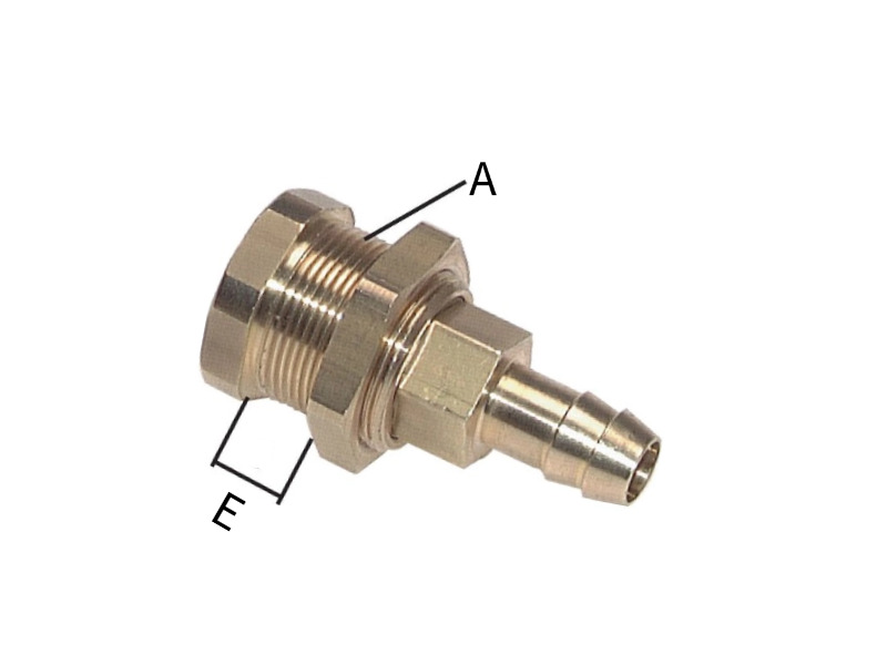 Abreiß-Kupplungsdose mit Schlauchtülle 8 mm Schottgewinde M 20x1 NW 5 Messing