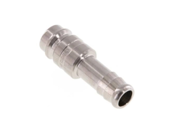 Kupplungsstecker mit Schlauchtülle 9 mm NW 10 Edelstahl 1,4305