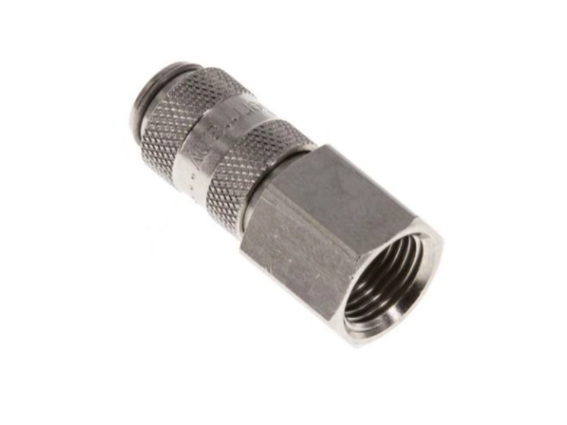 Kupplungsdose für Stecker beidseitig absperrend IG G 1/8" NW 2,7 Messing vernickelt