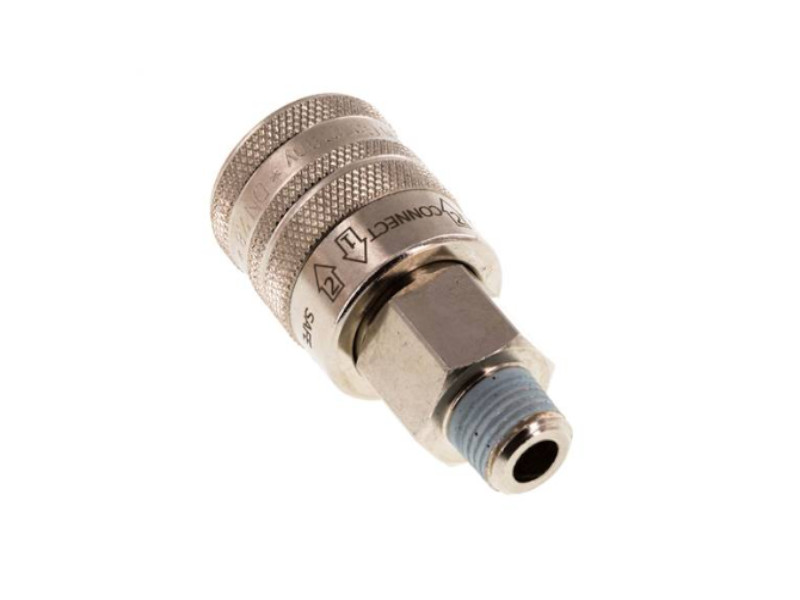 Sicherheitskupplungs-Dose AG R 1/4" NW 7,8 Messing vernickelt 