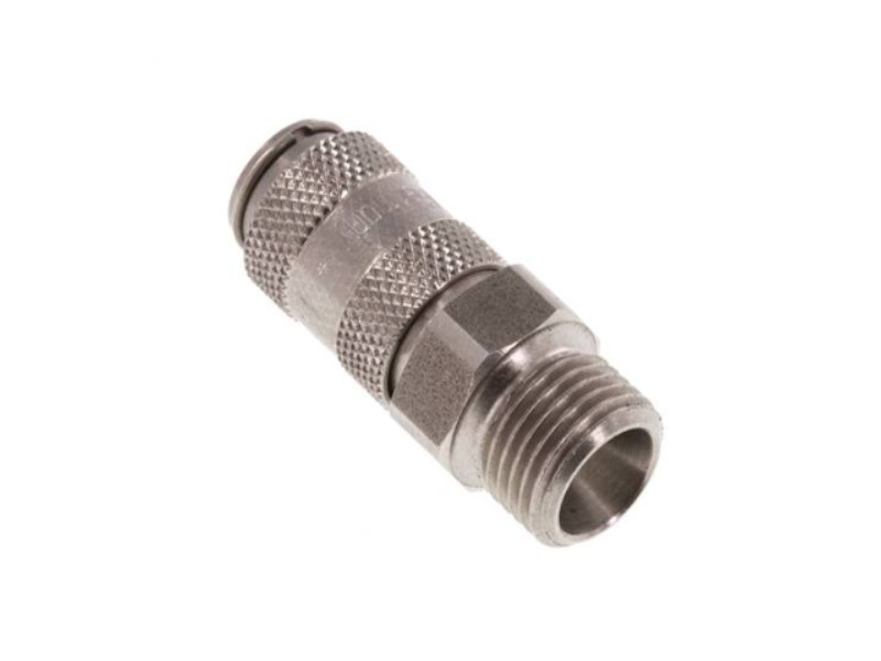 Kupplungsdose für Stecker beidseitig absperrend AG G 1/8" NW 2,7 Edelstahl 1.4305