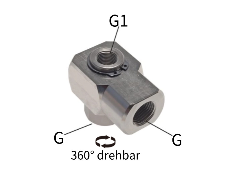 Drehverschraubung 1-fach IG G 3/8"  - IG G 1/8" - IG G 3/8" für Druckluft
