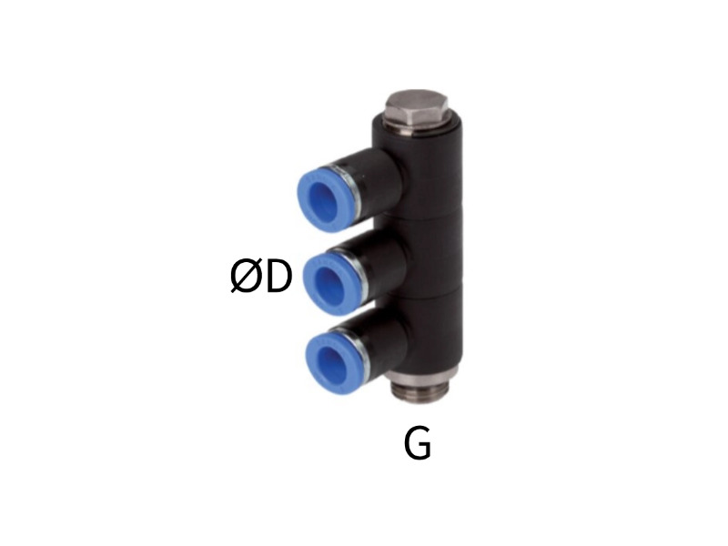 3-fach Steckverschraubung AG G 1/8" - 3x6mm IQS-Standard