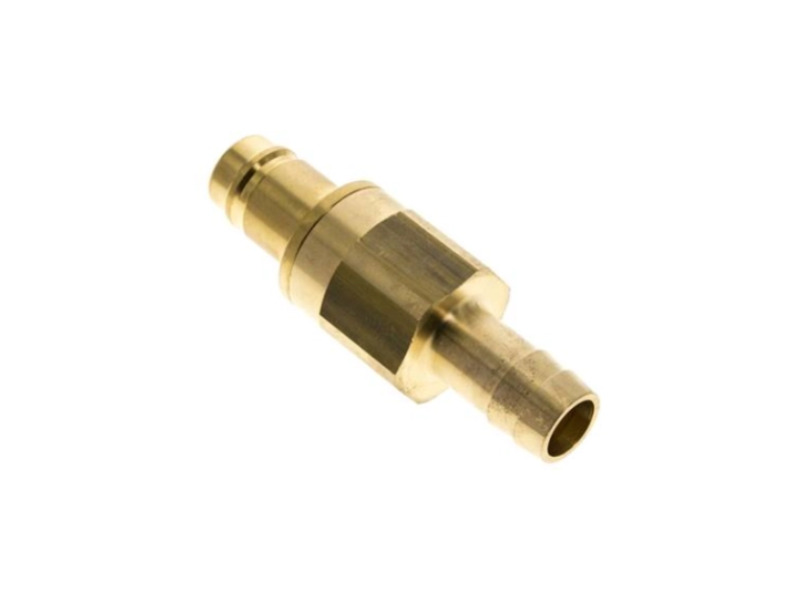 Kupplungsstecker beidseitig absperrend mit Schlauchtülle 25 mm NW 15 Messing