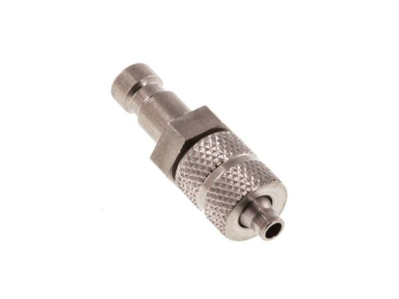 Kupplungsstecker mit Überwurfmutter 4,3x3mm NW 2,7 Edelstahl 1.4305