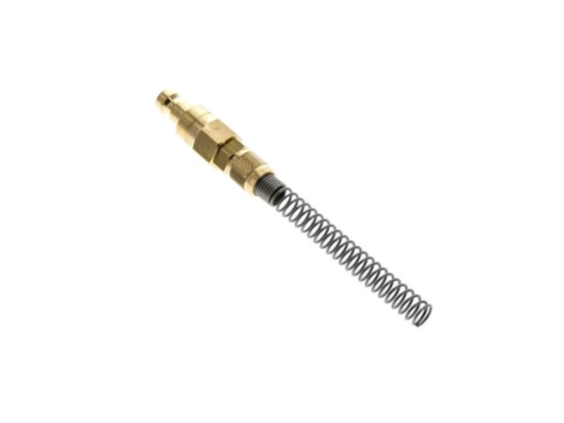 Kupplungsstecke beidseitig absperrend für Schlauch 8x6 mm mit ÜVM und Knickschutz starr Messing