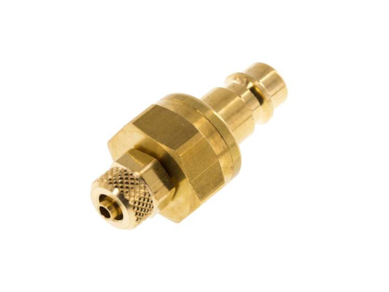 Kupplungsstecker beidseitig absperrend mit Überwurfmutter 6x4mm NW 2,7 Messing