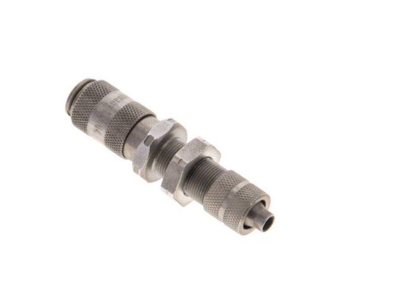 Kupplungsdose 4 mm mit Schottgewinde M 8x0,5 und Überwurfmutter NW 2,7 Edelstahl 1.4404