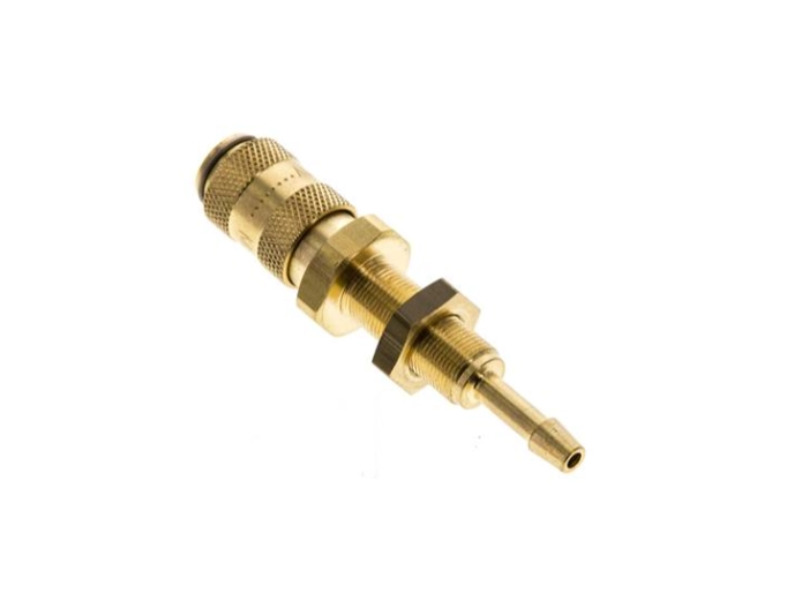 Kupplungsdose mit Schlauchtülle 3mm und Schottgewinde M 7x0,5 NW 2,7 Messing