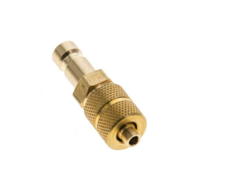 Kupplungsstecker 4 mm mit Schottgewinde M 8x0,5 und Überwurfmutter NW 2,7 Messing