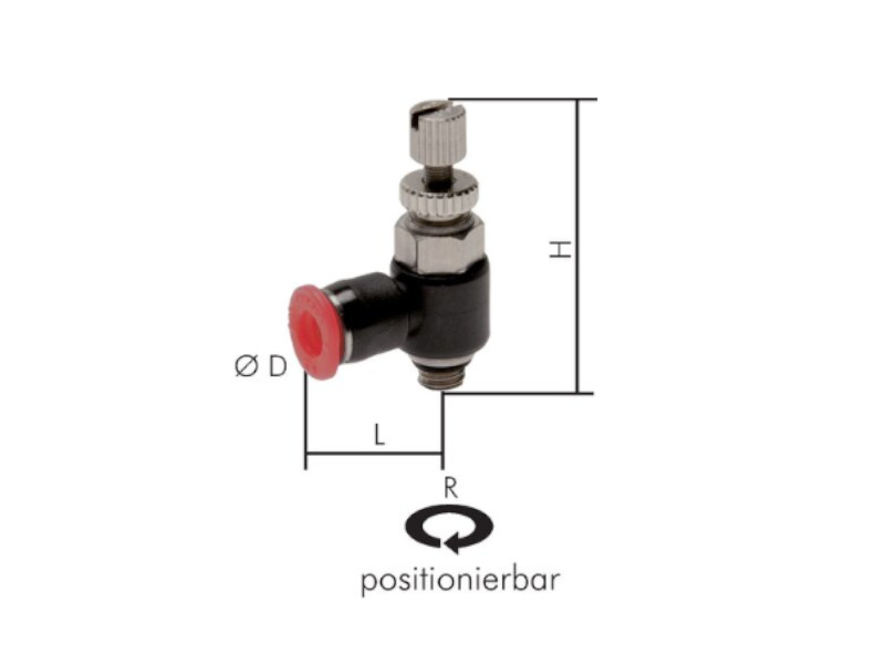 IQS Drosselrückschlagventil Mini AG R 1/8" - 4 mm zuluftregelnd