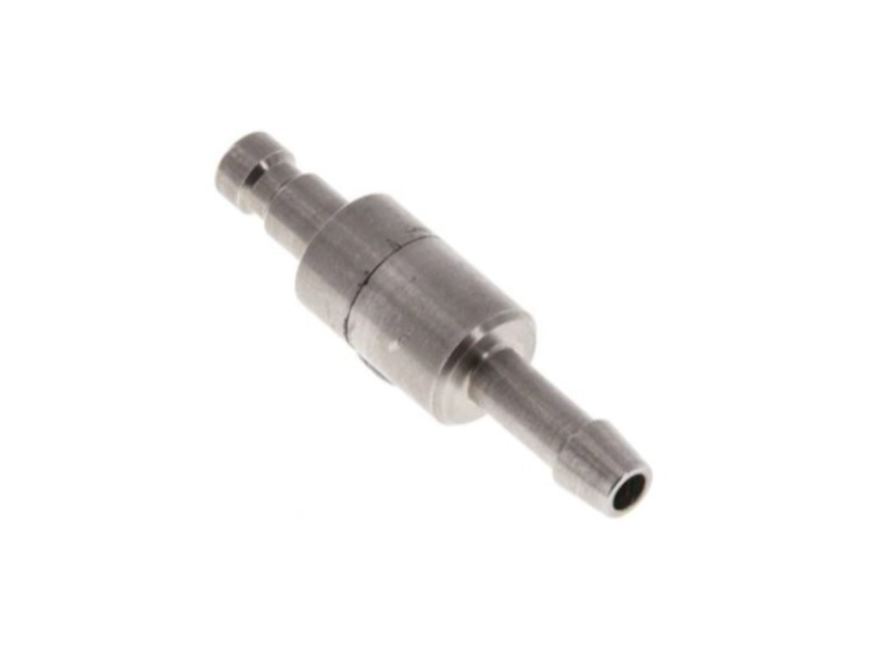 Kupplungsstecker beidseitig absperrend mit Schlauchtülle 5 mm NW 2,7 Edelstahl 1.4305