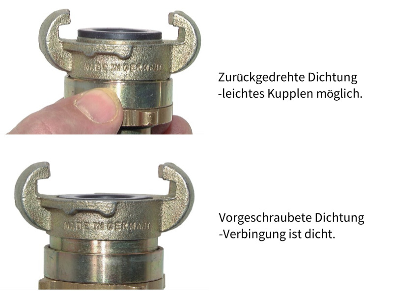 Kompressorkupplung DN 10 Schlauch ID 13mm Klauenweite 42mm Dichtung NBR Temperguss verzinkt