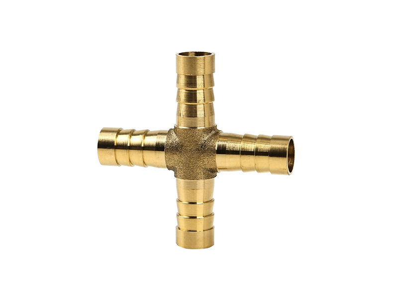 Kreuz-Schlauchverbinder 5mm Messing