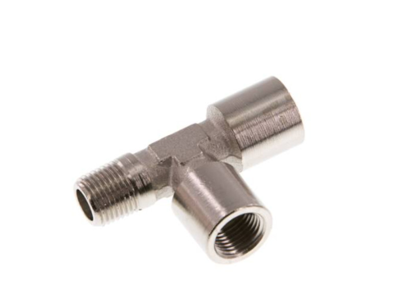 L-Einschraubverschraubung AG R 3/8" -  IG G 3/8" - IG G 3/8" Messing vernickelt