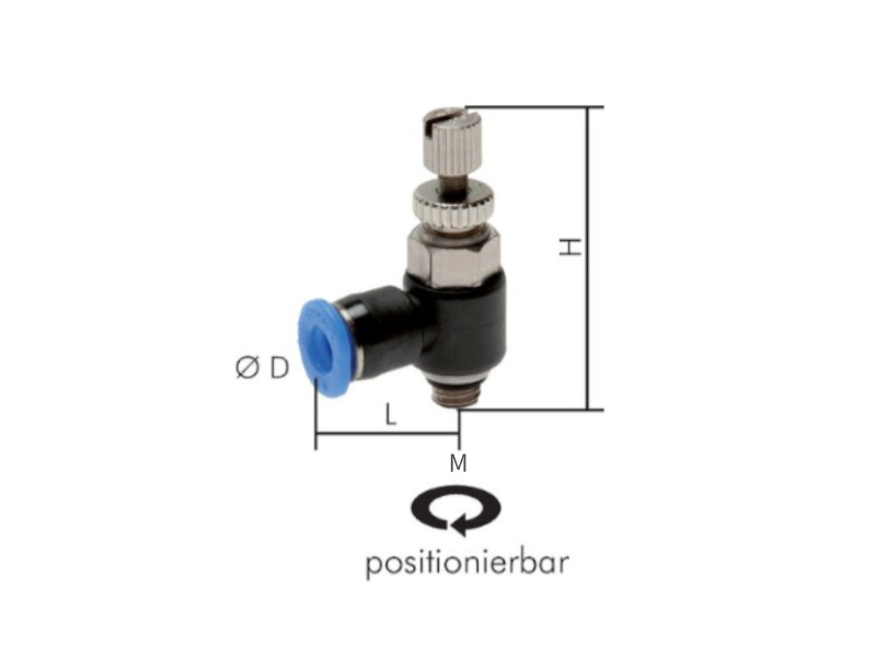 IQS Drosselrückschlagventil Mini AG M 3 - 4 mm abluftregelnd