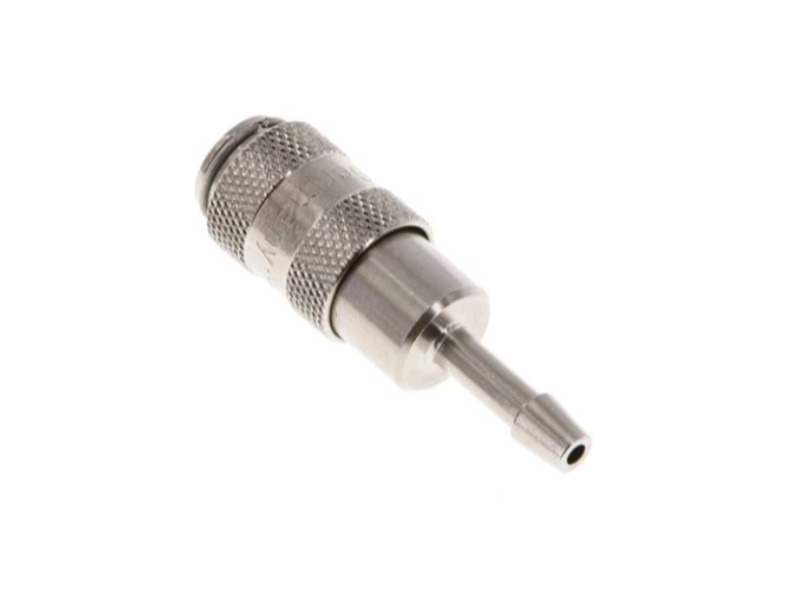 Kupplungsdose mit Schlauchtülle 3 mm NW 2,7 Messing vernickelt