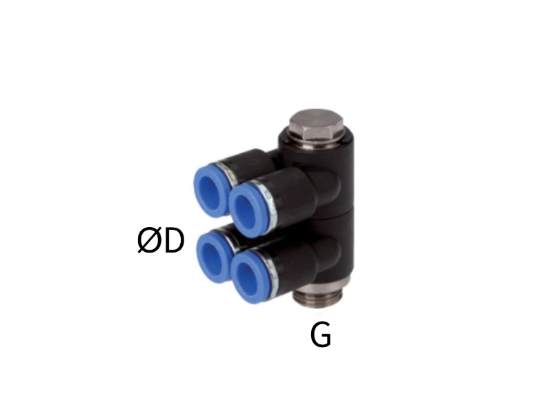 4-fach Steckverschraubung AG G 1/2" - 4x12mm IQS-Standard