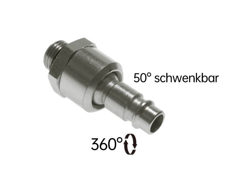Kupplungsstecker mit Drehgelenk AG G 1/4" NW 7,2 Stahl vernickelt