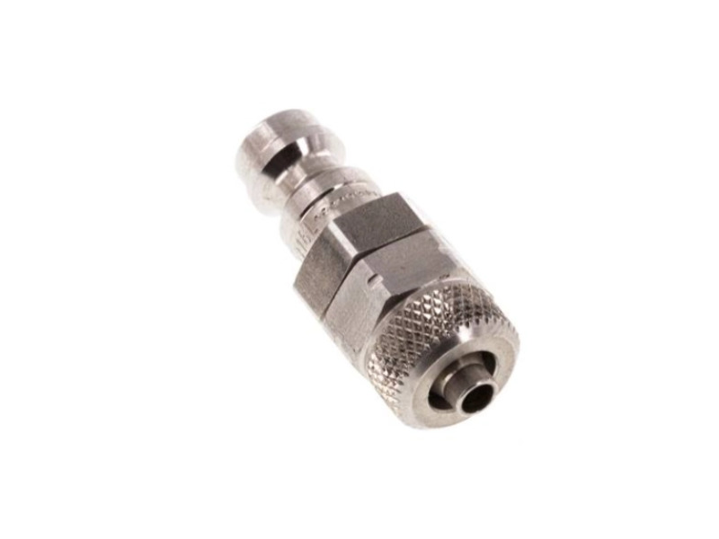 Kupplungsstecker mit Überwurfmutter 6x4 mm NW 5 Edelstahl 1.4404