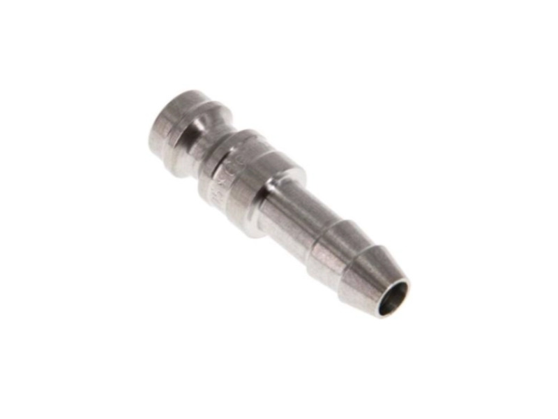 Kupplungsstecker mit Schlauchtülle 4 mm NW 5 Edelstahl 1.4305