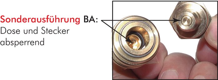Kupplungsstecker beidseits absperrend AG R 1/2" NW 10 Messing vernickelt
