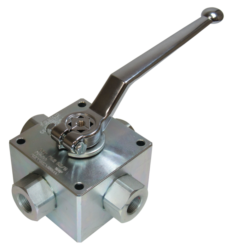 Hochdruck 4-Wege Blockkugelhahn IG G 1/8" PN 500 bar mit X-Bohrung