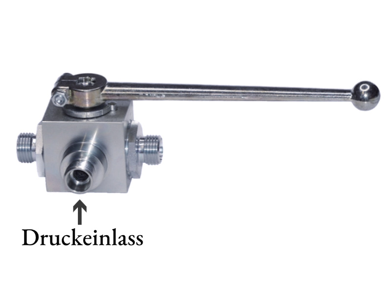 Hochdruck 3-Wege Kugelhahn Rohranschluss 15 L mit L-Bohrung PN 315 bar