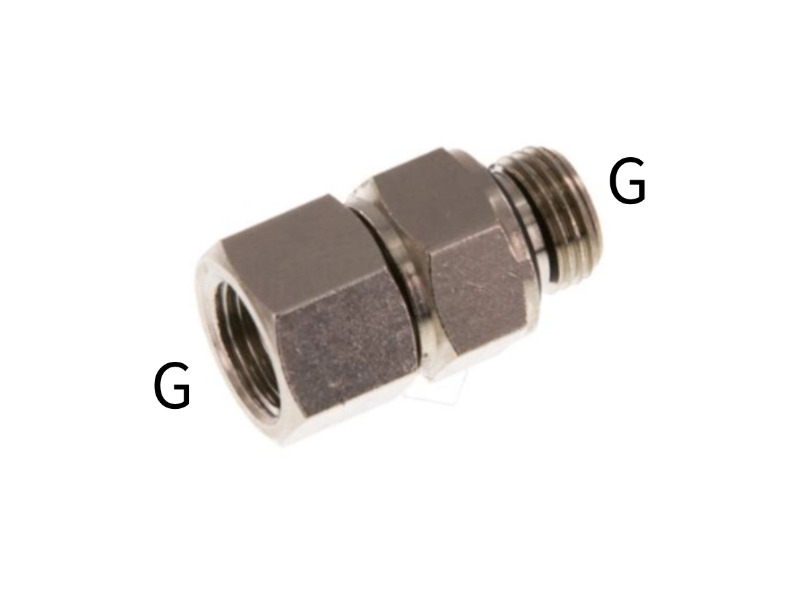 Drehverschraubung AG G 1/4" - IG G 1/4" Messing vernickelt