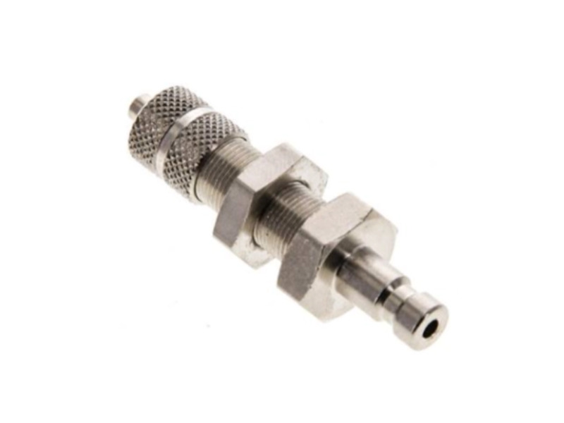 Kupplungsstecker 4 mm mit Schottgewinde M 8x0,5 und Überwurfmutter NW 2,7 Edelstahl 1.4305