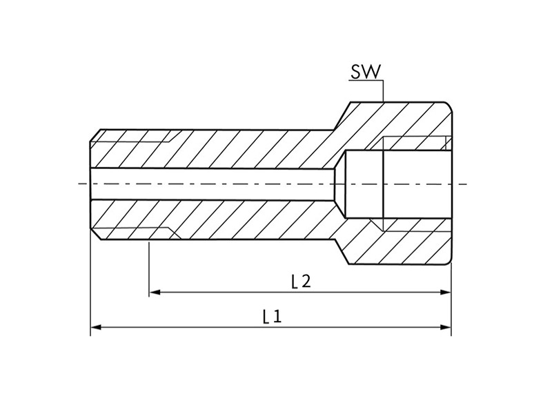 Gerader Adapter AG M 8x1 kegelig - IG Rp 1/4" SW 17 L1-22mm L2-18mm 