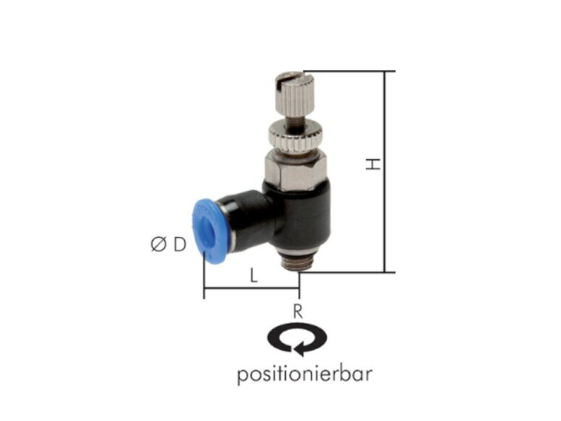 IQS Drosselrückschlagventil Mini AG R 1/8" - 4 mm abluftregelnd