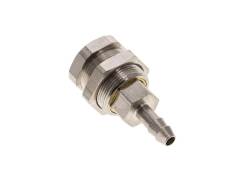 Abreiß-Kupplungsdose mit Schlauchtülle 6 mm Schottgewinde M 20x1 NW 5 Messing vernickelt