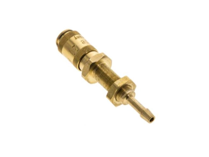 Kupplungsdose für Stecker beidseitig absperrend mit St 3mm und Schottgewinde M 7x0,5 NW 2,7 Messing