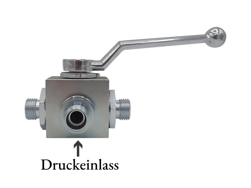 Hochdruck 3-Wege Kugelhahn IG G 1/8" DN 4 PN 500 bar mit T-Bohrung Stahl verzinkt