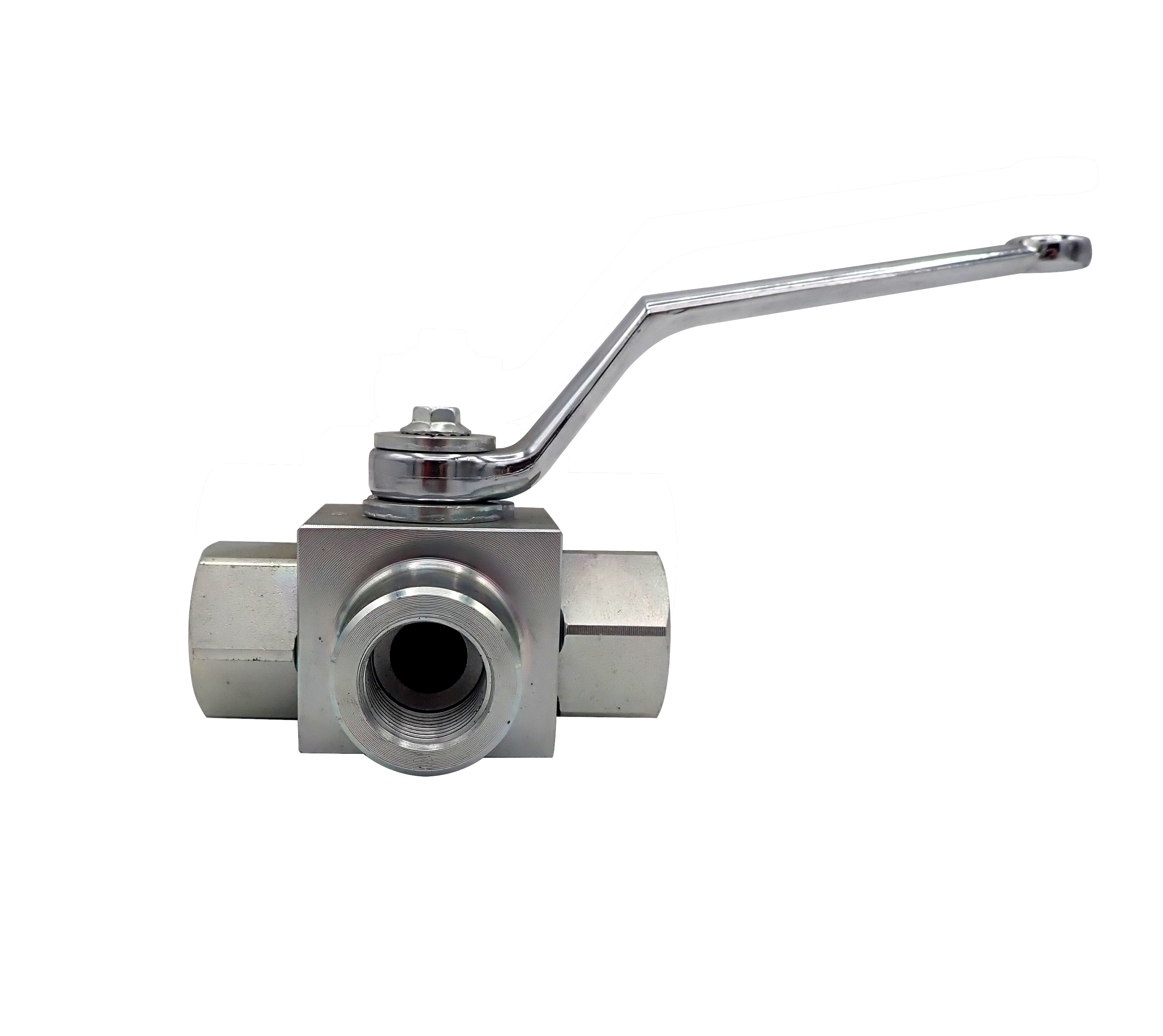 Hochdruck 3-Wege  Kugelhahn IG G 1/4" DN 6 PN 500 bar T-Bohrung Stahl Zink/Eisen (Preis auf Anfrage)