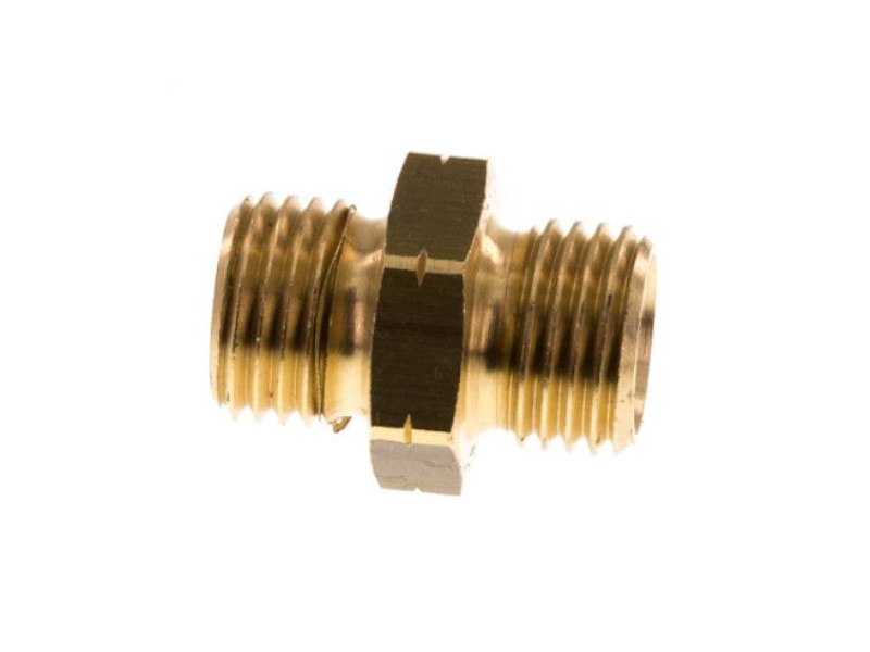 Doppelnippel Linksgewinde AG G 3/8" - Linksgewinde AG G 3/8" Messing