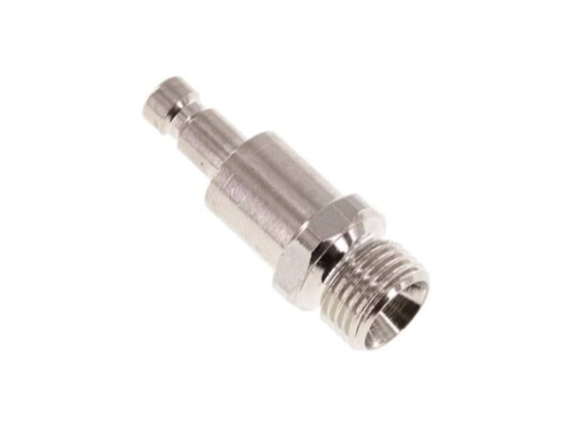 Kupplungsstecker beidseitig absperrend AG G 1/8" NW 2,7 Messing vernickelt